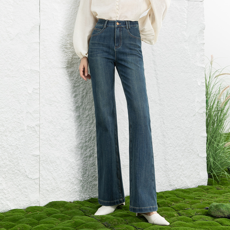 [Modern Comic Leg] High Waist Flared Pants Women's Pear-Shaped Slimming Pants Skinny Pants Soft Denim Antique Nostalgic