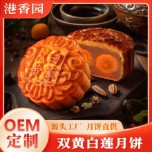 广式老月饼双黄白莲精选月饼工厂OEM代工定制多口味中秋节月饼