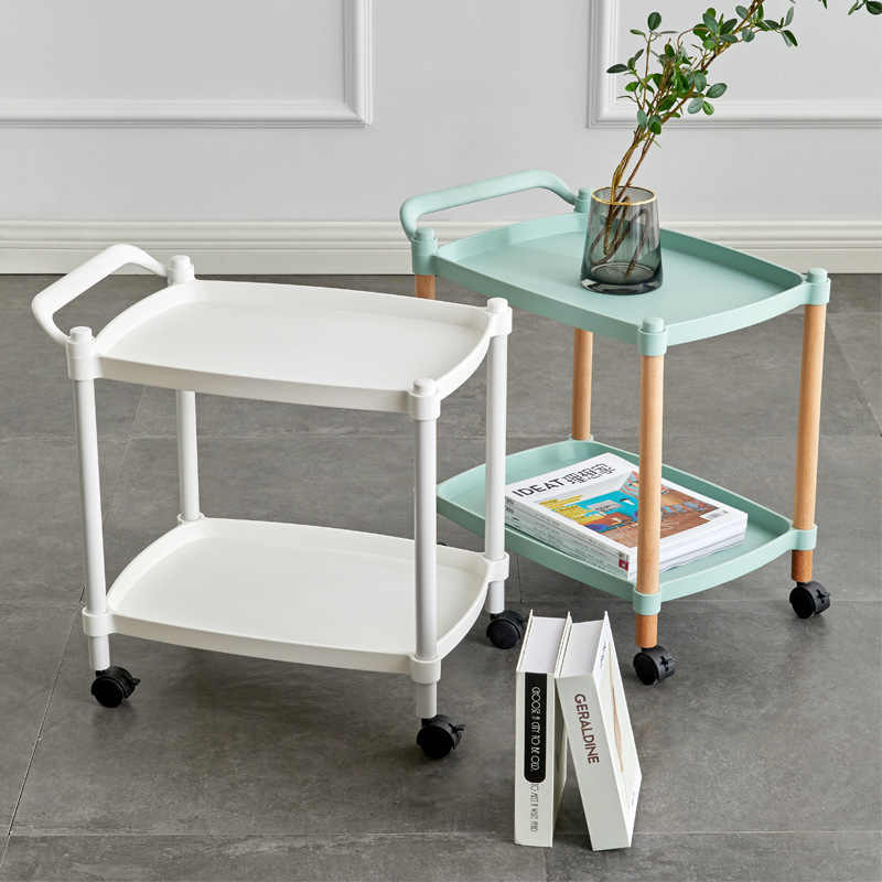 Square Storage Trolley Floor Multi-Tier Movable Household Trolley Square Storage Rack for Kitchen and Living Room