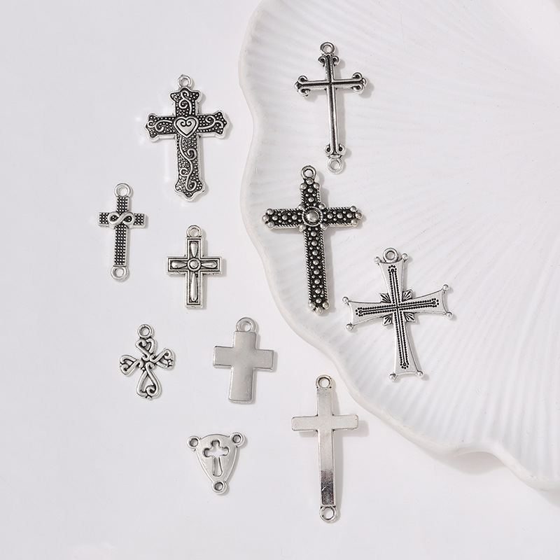 Cross-Border Hot Selling Spot DIY Alloy Accessories Necklace Bracelet Pendant Mini Cross Ornament Factory Direct Sales