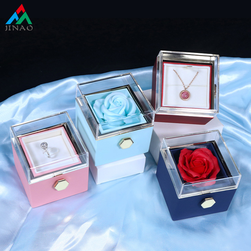 Creative Rotating Valentine's Day Soap Flower Gift Box Rose Jewelry Box Ring Necklace Jewelry Jewelry Box