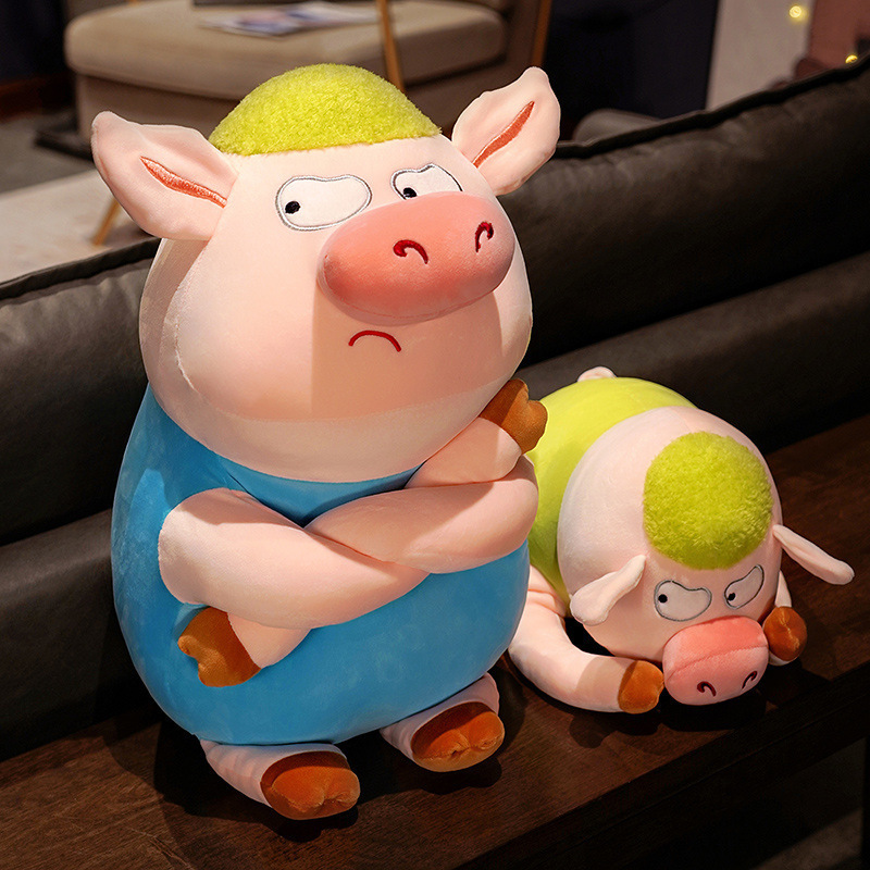 新款丑萌哼哼猪公仔毛绒玩具可爱拽拽猪玩偶生气猪布娃娃厂家直销