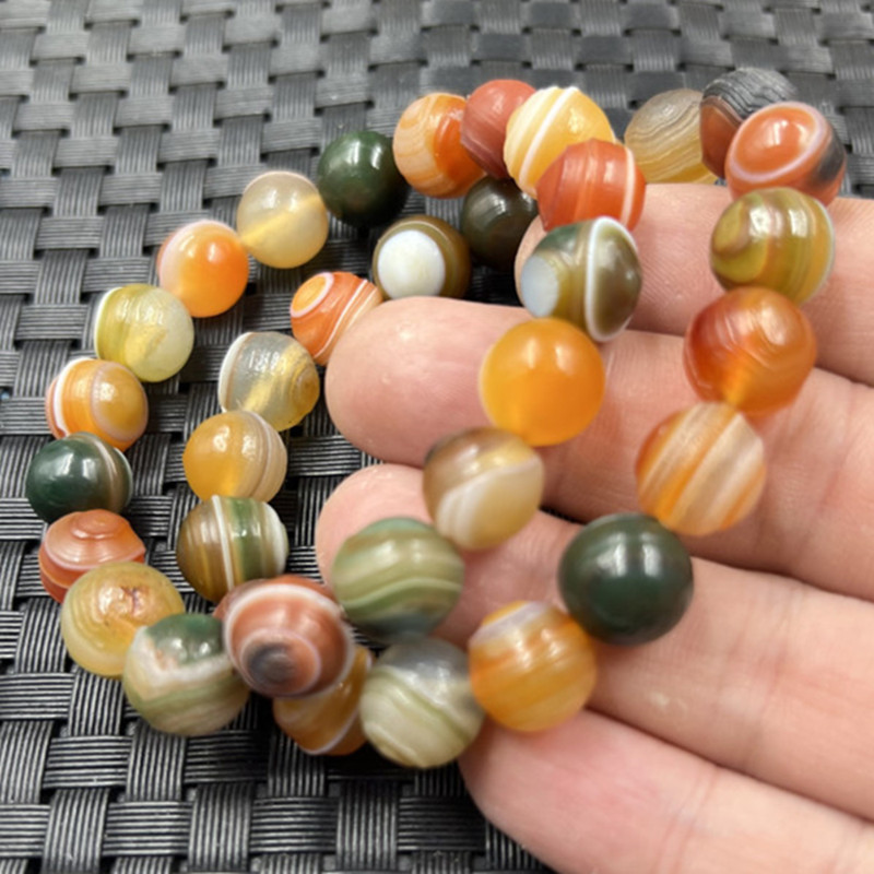 玉石手链阿拉善玛瑙圆珠手链俏色玛瑙手链文玩眼型玛瑙手链玉手串