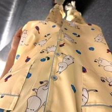 2024新款动漫黄色moomin冰丝短袖睡衣三件套可爱卡通家居服可外穿