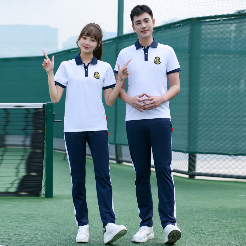 校服套装中学生棉质短袖t恤夏季班服高中生学院风运动会毕业服装