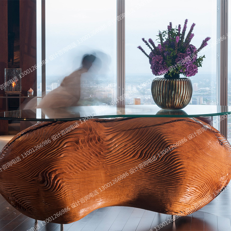 复古圆形老板桌子博物馆机场大厅大堂等候区接待中心个性艺术吧台