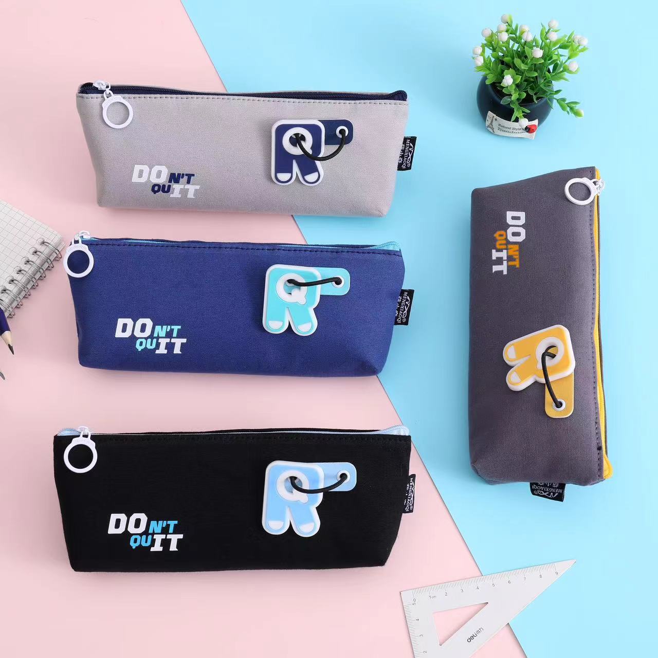 新款笔袋大容量防水学生文具袋日系简约牛津布铅笔袋男女中学生