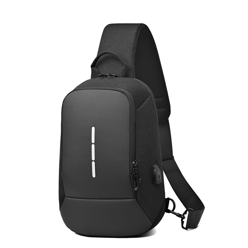 Men's Bag Shoulder Messenger Bag Multifunctional Sports Crossbody Chest Bag USB Charging Port Anti-Theft Chest Bag