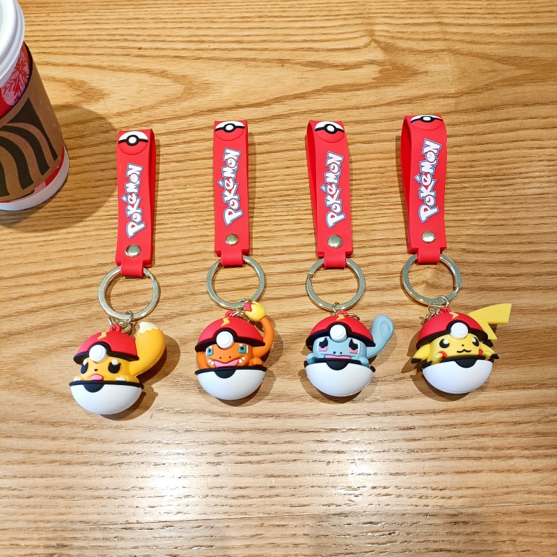 Baokemeng Cartoon Keychain Cute Pikachu Elf Ball Schoolbag Pendant Car Key Chain Ornaments Small Gift