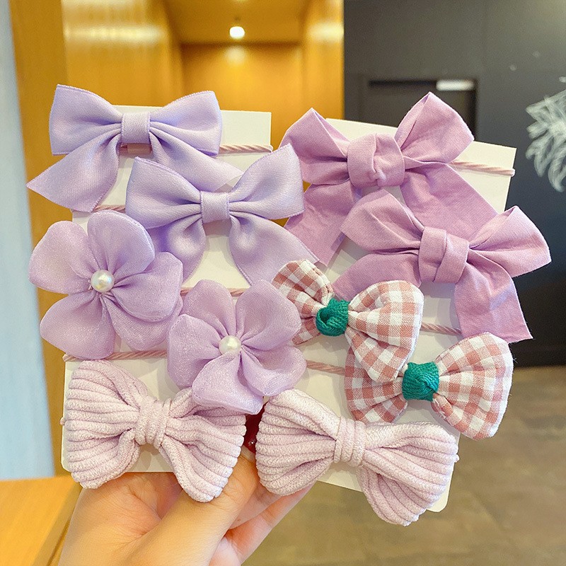 Children's Rubber Band Baby Hair Rope Girls' Fabric Flower Bow Tie Does Not Hurt Hair Accessories Cute Hair Ring Tie Horsetail Headwear