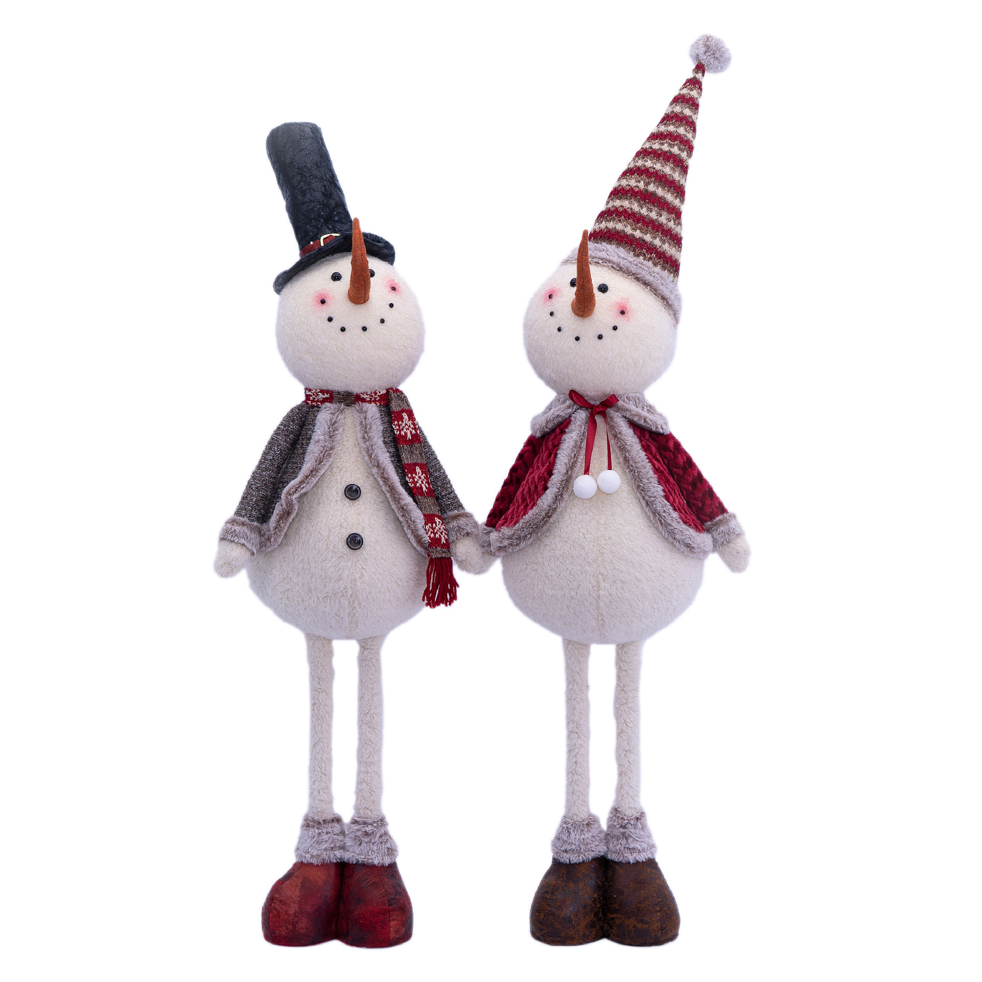 圣诞装饰雪人老人摆件毛绒公仔玩偶伸缩杆圣诞玩具创意礼品批发