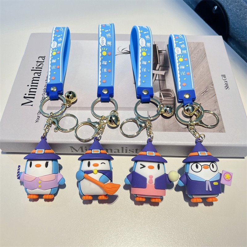 Genuine Creative Magic Penguin Keychain Cute Magic College Penguin Key Chain Men and Women Handbag Pendant