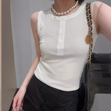 BX5761~24夏新品 百搭xian瘦修身版型纯色简约多扣无袖吊带背心女
