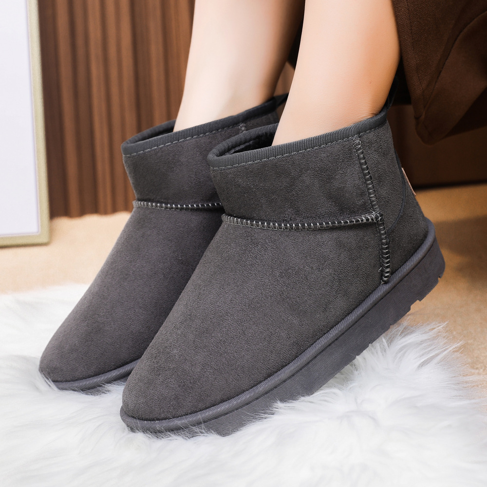 Northeast Non-Slip Snow Boots Women's Fur Integrated Thickened Velvet Ankle Boots Same Style as Zhou Dongyu Slip-on Snow Cotton Boots