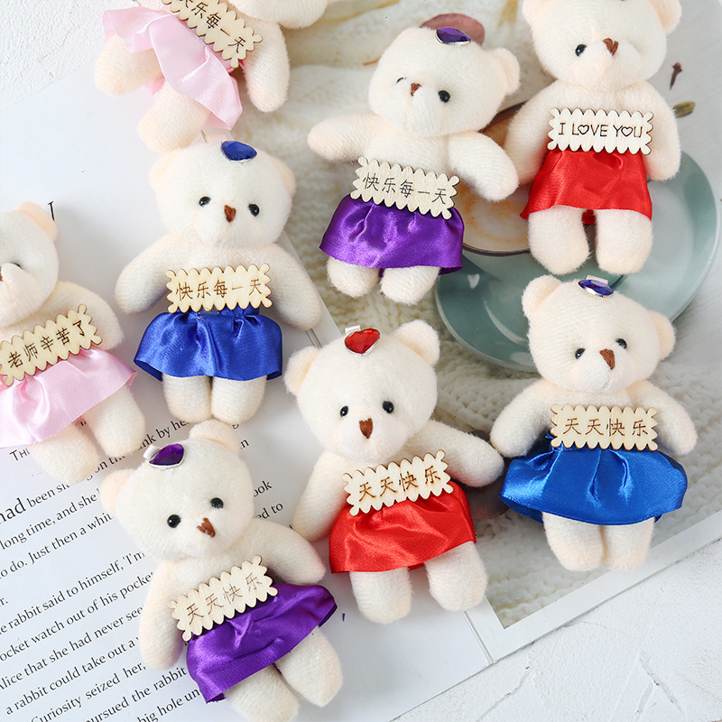 cartoon bouquet bear brand siamese bear doll flower shop bag flower doll short plush toy doll pendant wholesale