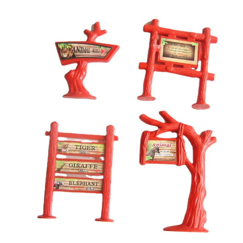 跨境13厘米仿真动物园指示牌模型 沙盘动物恐龙指示标玩具摆件
