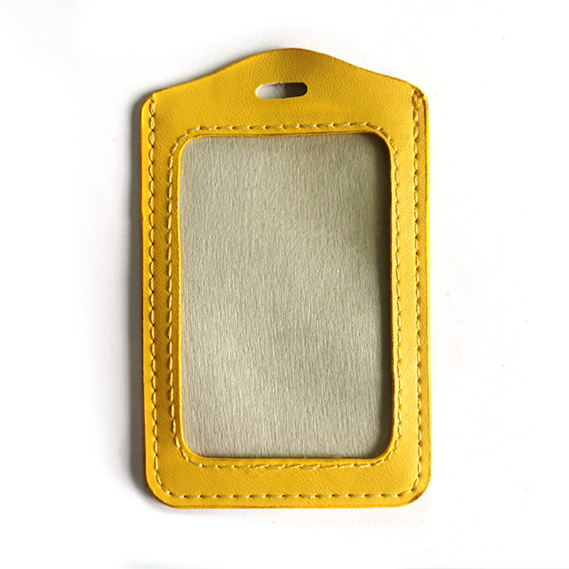 竖版仿皮证件套带挂绳pu纯色工作证套学生门禁套工牌卡牌卡套批发