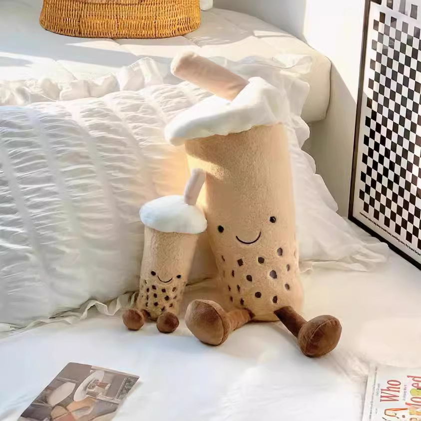 北欧趣味创意奶茶毛绒玩具可爱抱枕公仔男女礼物婚庆抛洒玩偶批发