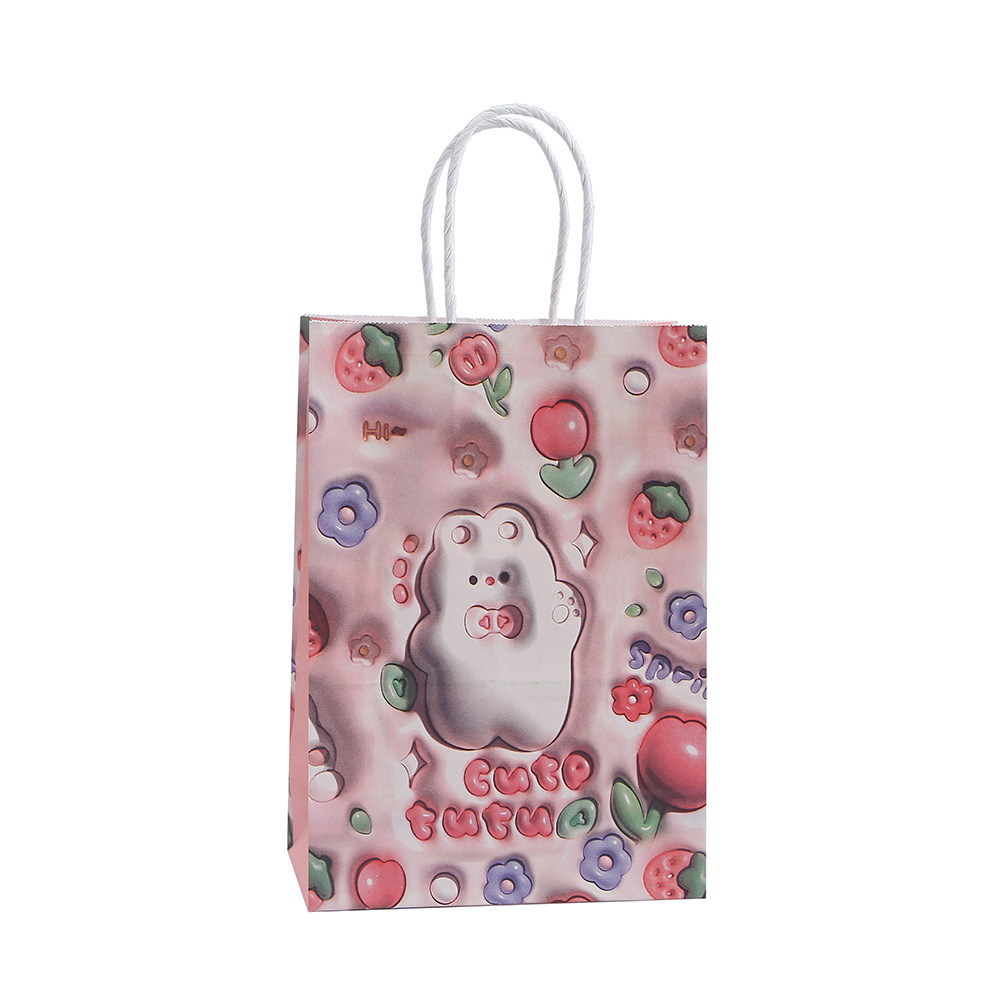 Cartoon Handbag Children's Day Three-Dimensional Rabbit Packaging Bag Party Gift Kraft Paper Bag Wholesale Shopping Bag