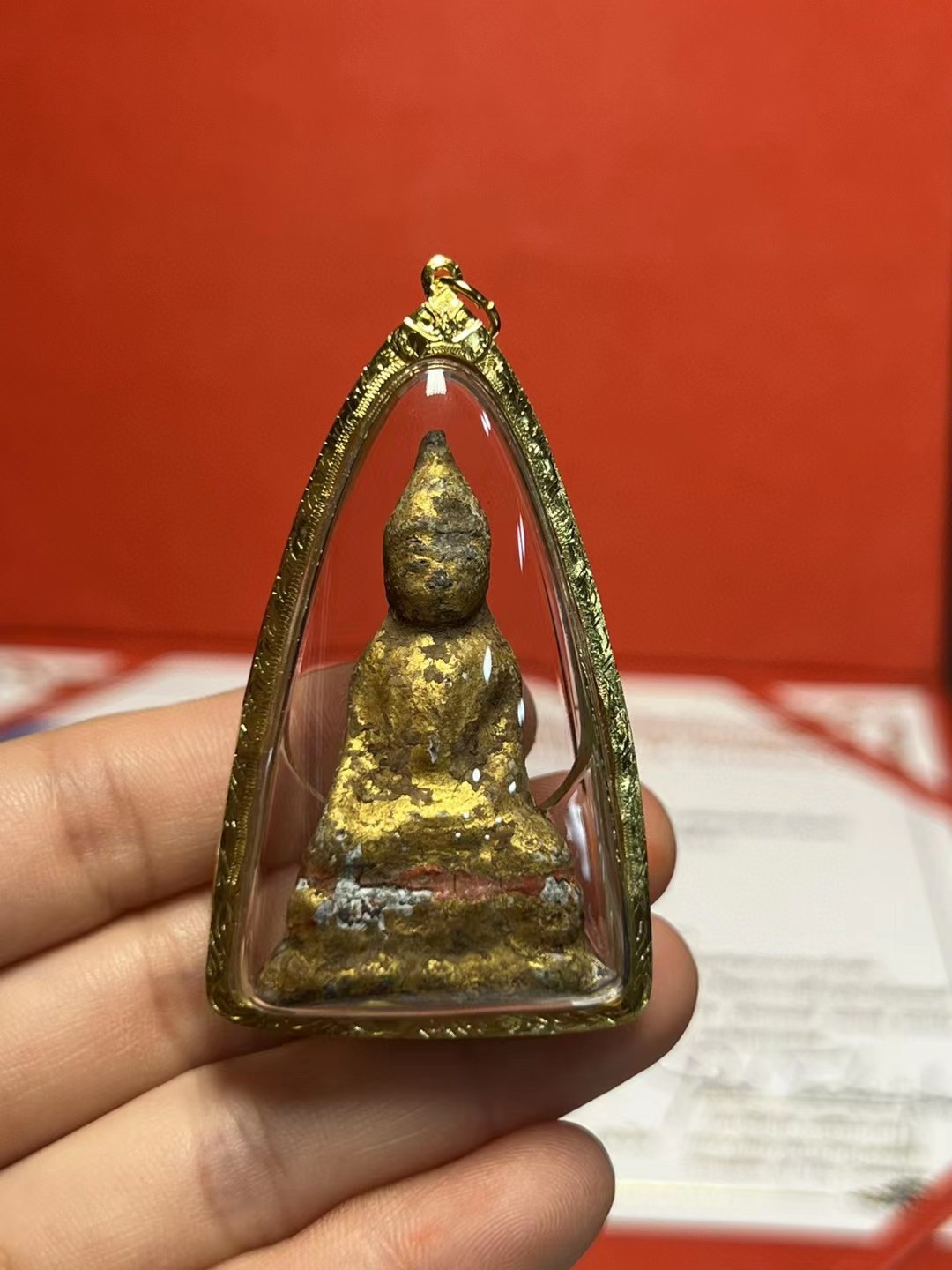 泰国佛牌 四世国王黄金古佛 阿赞多 167年老牌 萨马空鉴定卡