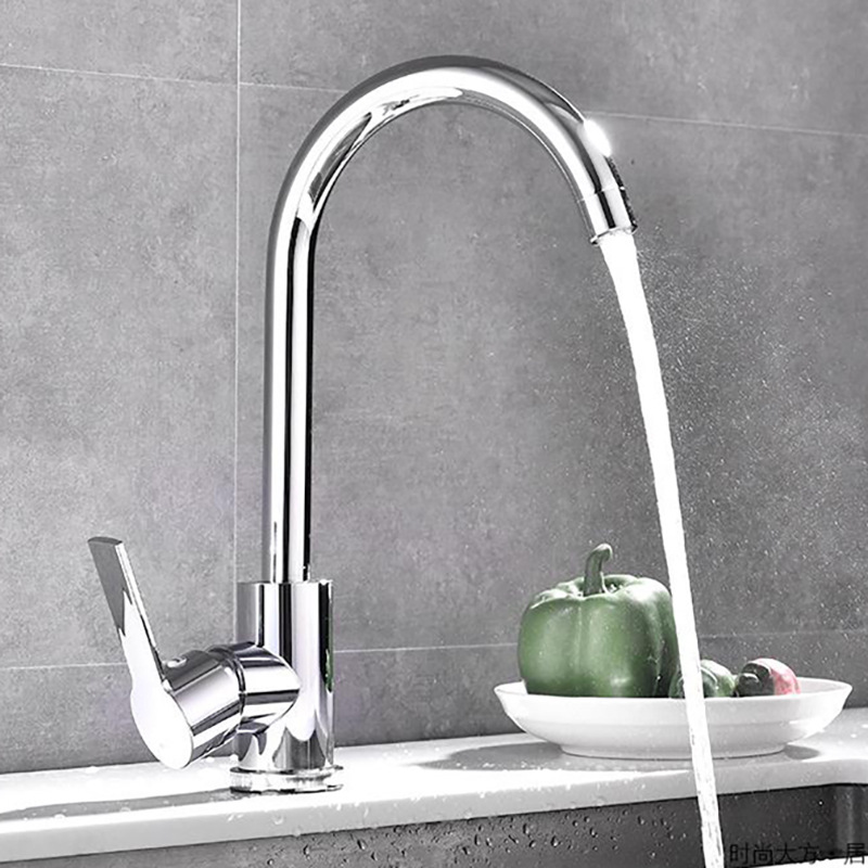 Kitchen Faucet Single Cold Sink Vertical Faucet Factory Direct Sales 4 Points Washing Basin Faucet Plastic Steel Faucet Large Bend Water Tap