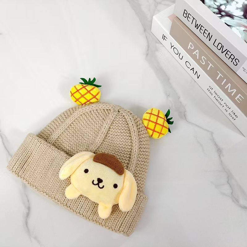 Baby Autumn and Winter Hat Warm Thickened Woolen Cap Boys and Girls Knitted Korean Cute Cartoon Sleeve Cap