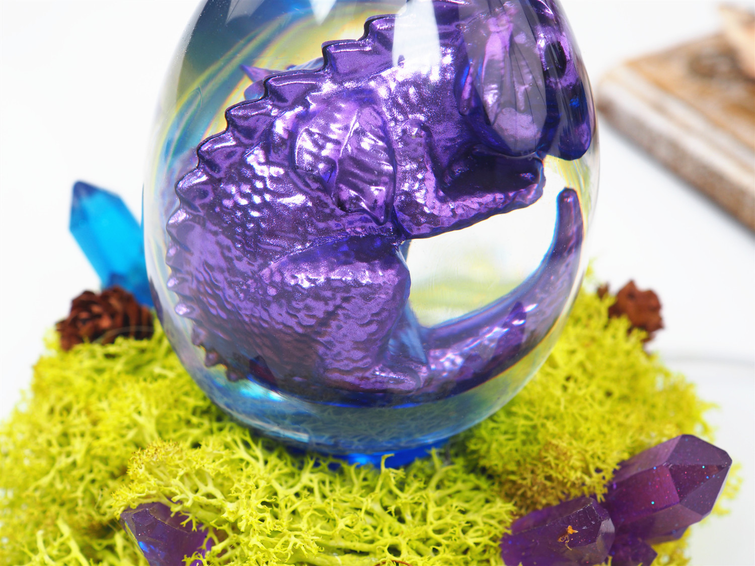 diy水晶滴胶鸡蛋形龙蛋一体星空球夜灯镜面硅胶模具