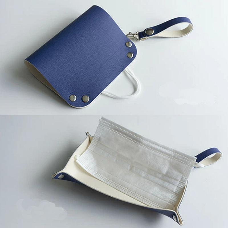 日韩皮革口罩收纳包 pu口罩夹皮套 便携钥匙扣口罩收纳盒口罩包