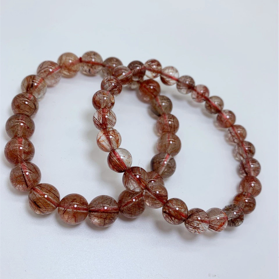 直播现货 铜发晶红发晶手链手串 透体发丝多 男女 简约时尚 diy