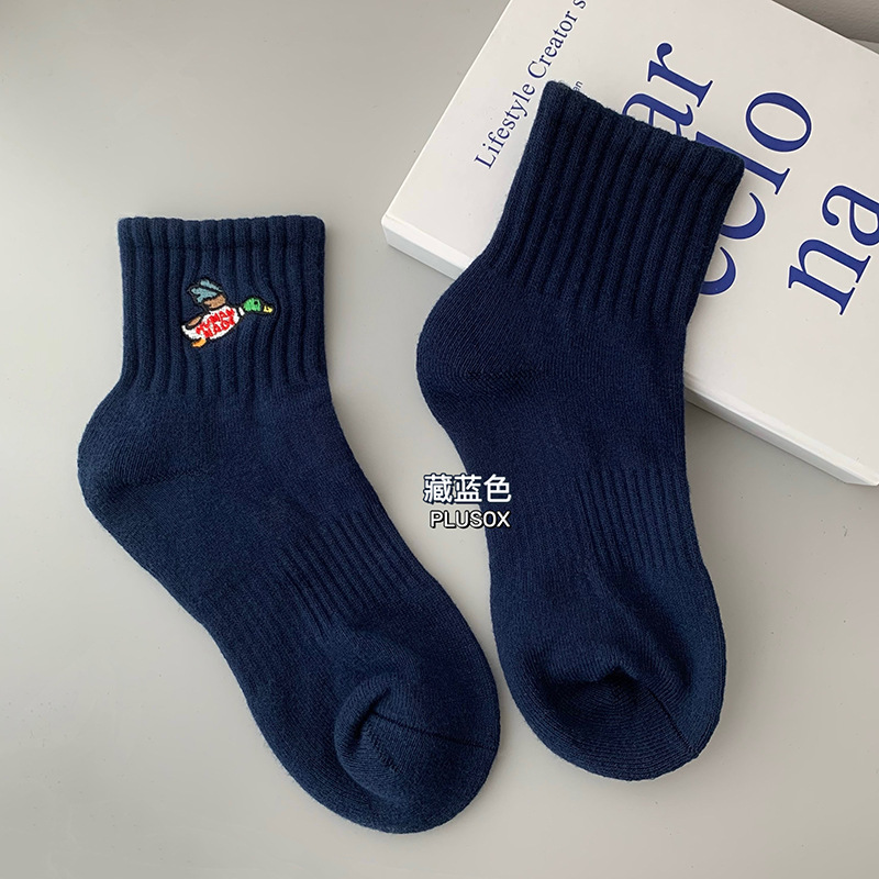 Plusox Men's and Women's Cotton Socks European and American Internet Hot Xiaofei Duck Thread Socks Women's Socks Couple Towel Bottom Athletic Socks