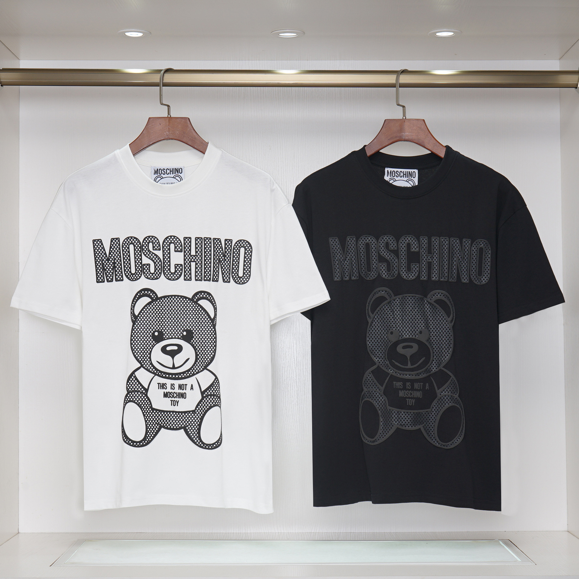 跨境专供moschino/莫斯奇诺男士时尚潮牌卡通小熊纯棉短袖t恤