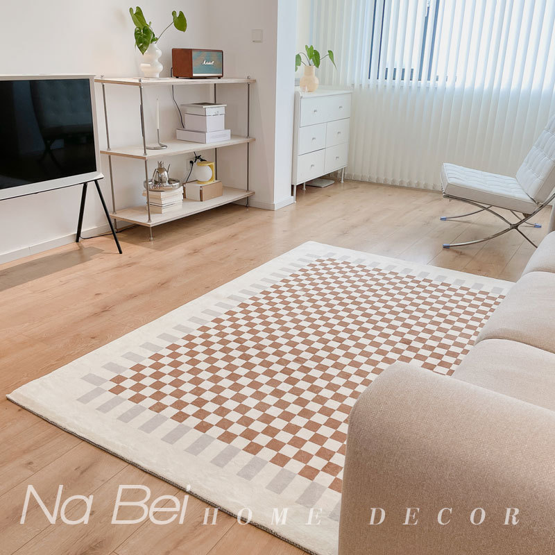 Nordic Modern Minimalist Retro Chessboard Carpet Tianjin Floor Mat Living Room Bedroom Bedside Blanket Whole Room Full Shop