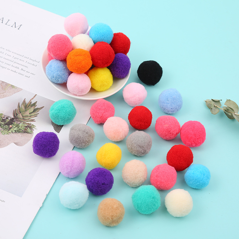 Cross-Border Wholesale High Elastic Fur Ball Handmade DIY Polyester Color Pompons Toy Shoes and Hats Clothing Accessories Small Fur Ball