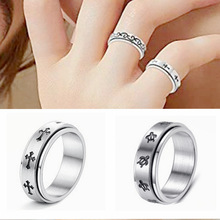 亚马逊新品 抗焦虑万向轮钛钢转动戒指欧美时尚 十字架 乌龟戒指