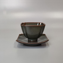 龙泉青瓷新中式铁胎四方杯复古茶杯杯垫家用杯泡茶杯节日送礼便携