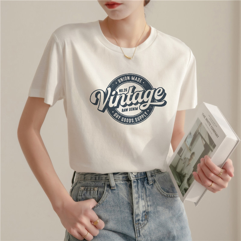 [Hot Sale] Pure Cotton Heavy Thickening White Short-Sleeved T-shirt Women's Half-Sleeved 2023 Summer New Loose All-Matching
