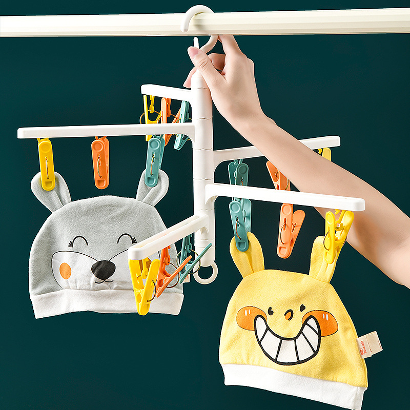 L108 Rotating Drying Rack Adult Baby Storage Balcony Clothes Drying Hanger Drying Rack Plastic Multifunctional Small Hanger