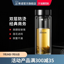 希诺双层玻璃杯男女士家用高档抗菌泡茶车载水杯隔热茶杯透明杯子