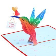 创意激光镂空纸雕爱情蜂鸟3D立体贺卡情人节七夕节个性礼物庆贺卡