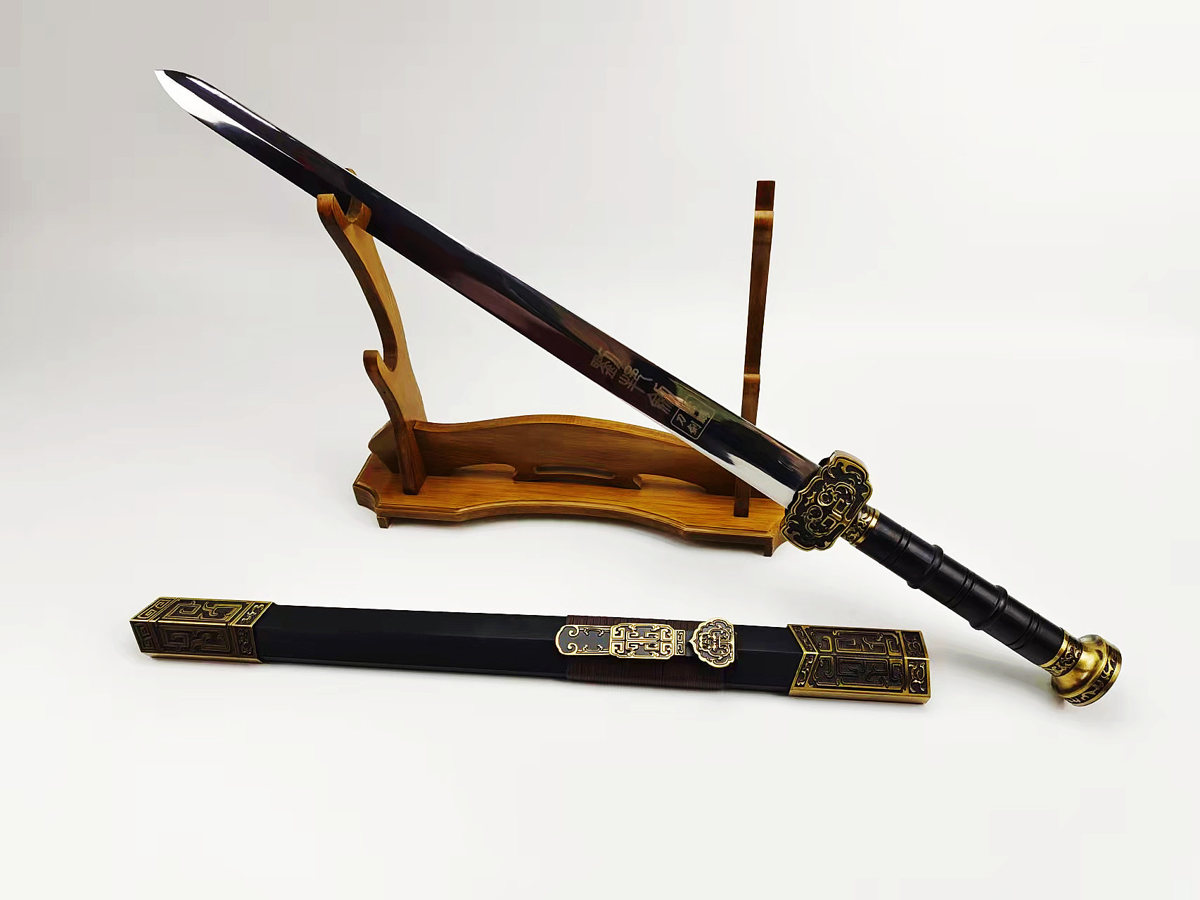 龙泉市工艺剑 影视剑 装饰礼品剑收藏 黑木不锈钢刘邦剑未开刃