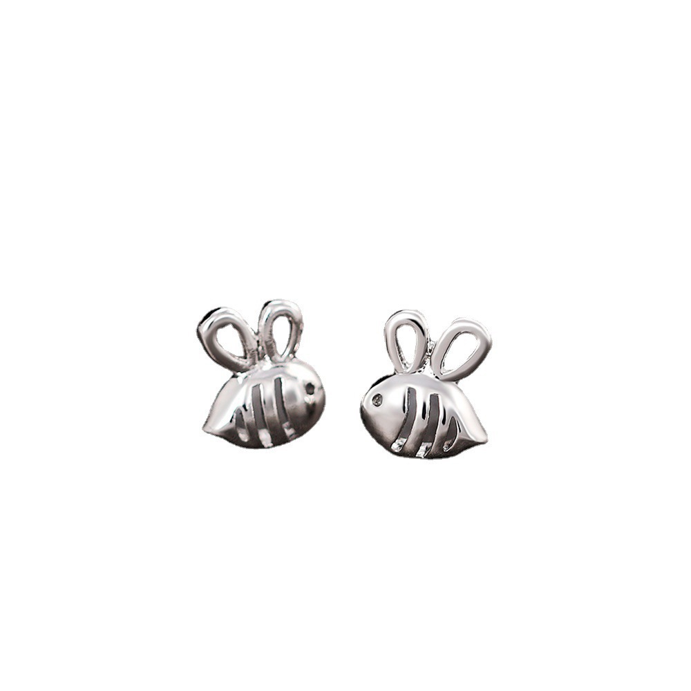 Youyixi S925 Sterling Silver Bee Ear Studs Women's Mori Hollow Glossy Animal Earrings Simple Fashion Ear Studs for Women