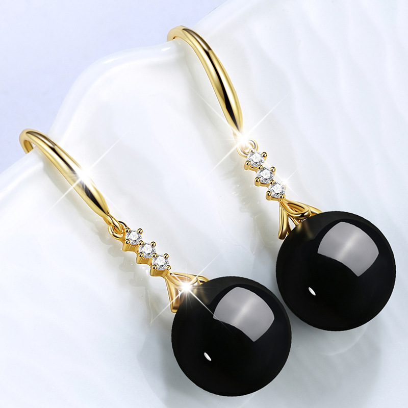 Natural Blue White Green Agate Earrings Female Zircon Carnelian Long Earrings Yellow Gem Ear Hook Plated 925 Silver Earrings