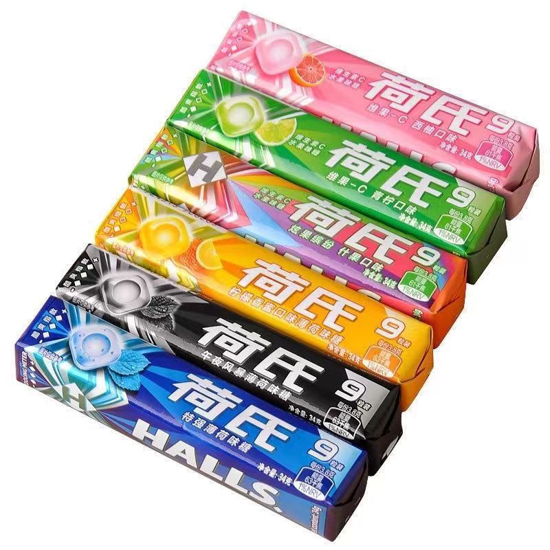 泰国午夜风暴荷氏薄荷糖34g硬糖特强西柚青柠蓝莓炫果维c提神聚会