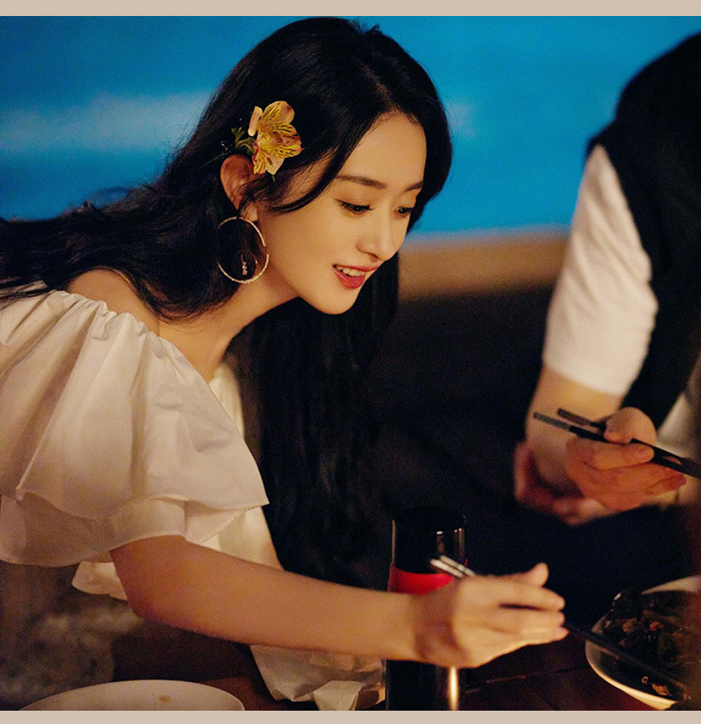 明星赵丽颖同款茶歇裙夏季 2022新款甜美镂空荷叶边小个子连衣裙