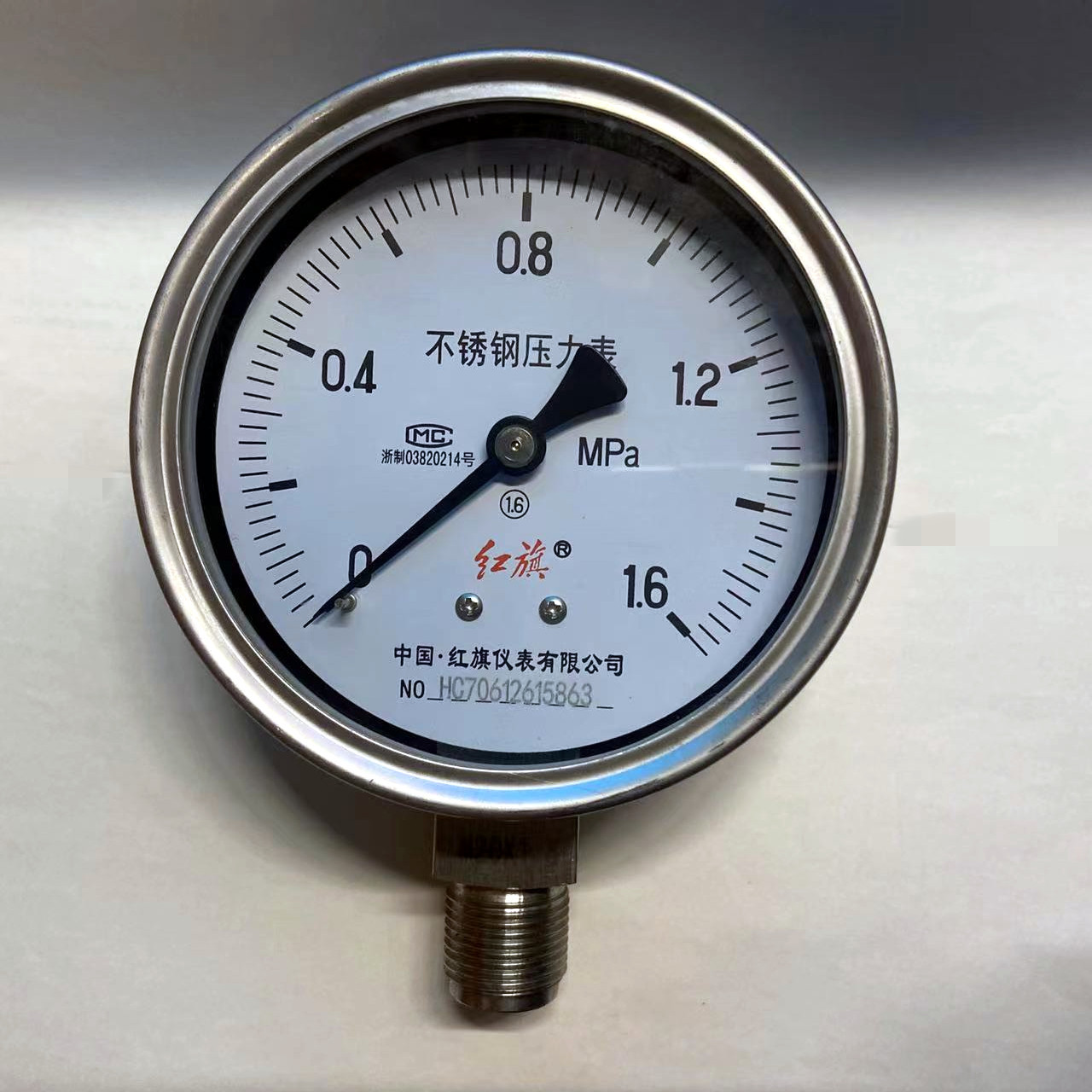 红旗不锈钢耐温蒸汽压力表y-100bf液压水压气压弹簧管指针式机械