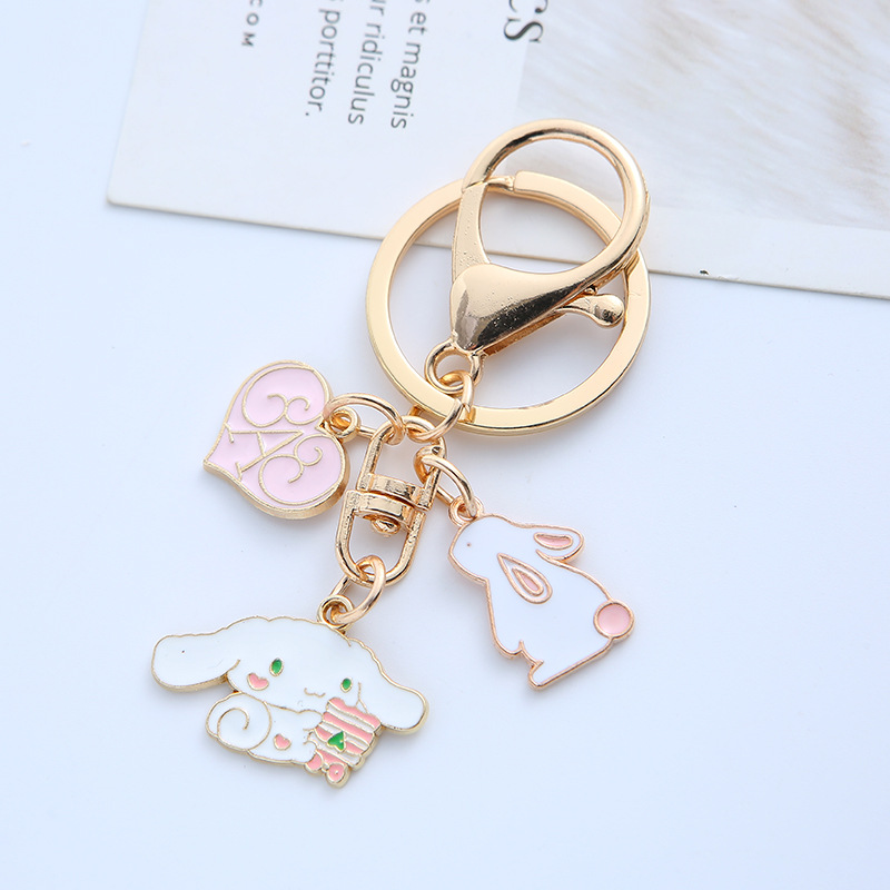 Ins Cute Girl Heart Cherry and Bunny Garland Keychain Airpods Earphone Protective Cover Pendant Bag Lanyard