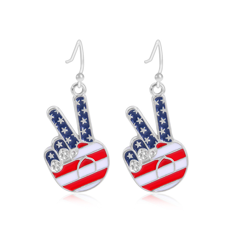 Amazon American Independence Day Earrings National Flag Red Blue White Pendant Ornaments Butterfly Lips Love Heart Earrings