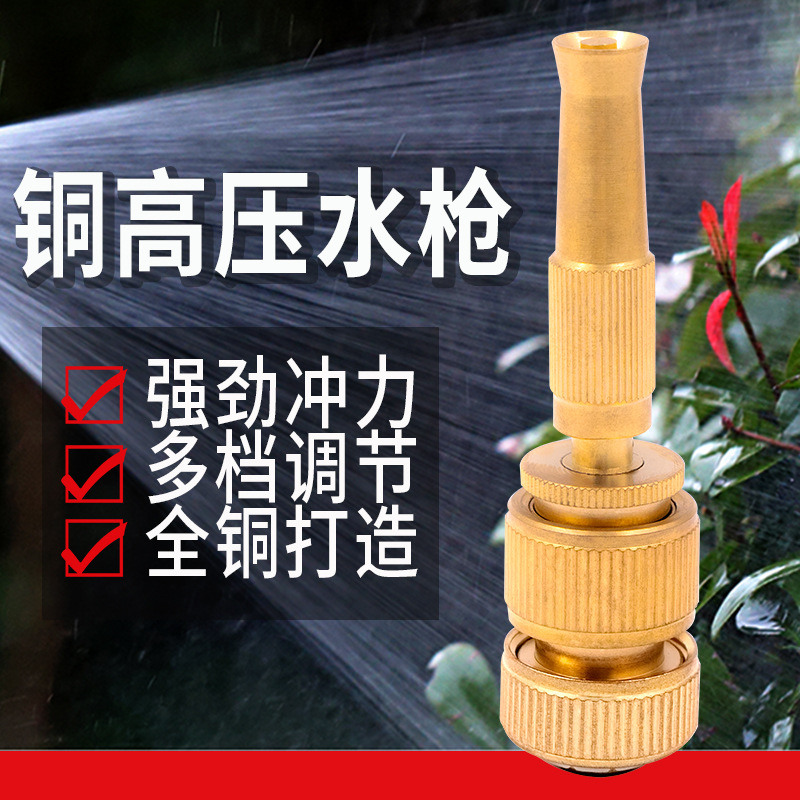 纯铜水枪直喷水枪头便携式洗车高压家用浇花汽车铜水枪头喷头