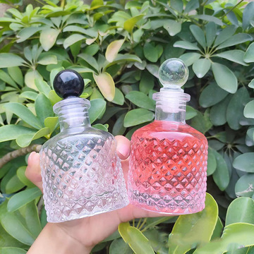 菱形藤条干花瓶扩香瓶北欧无火香薰玻璃空瓶150ml大肚玻璃瓶-阿里巴巴