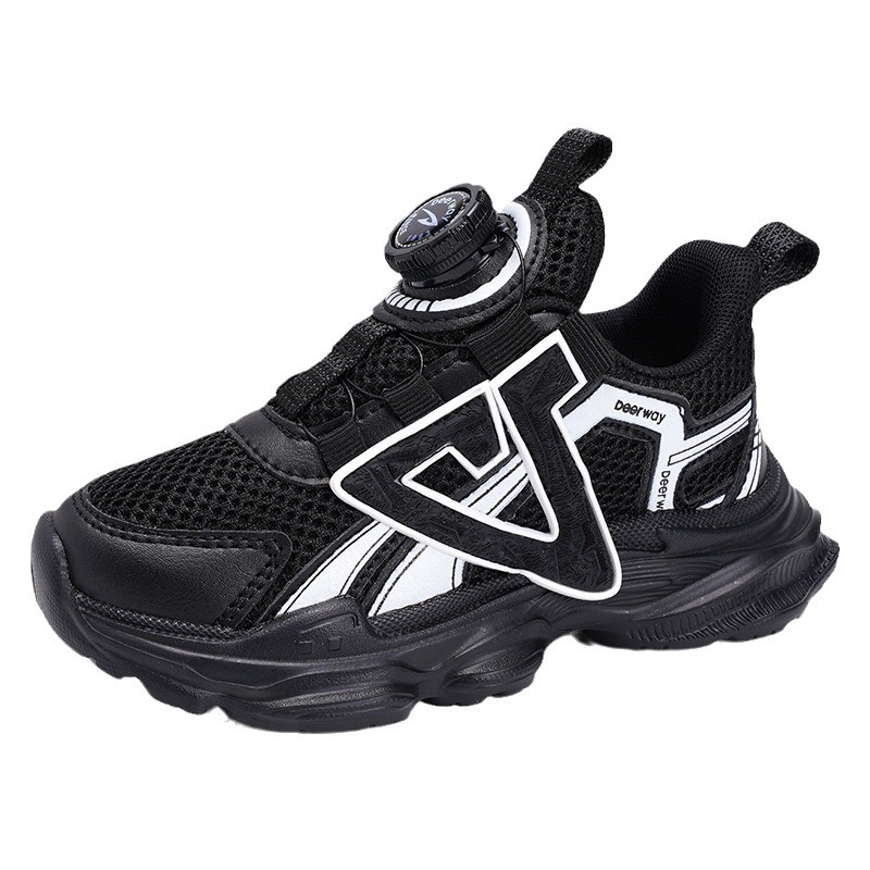 Delghui Children's Shoes Boys' Black Mesh Spring and Autumn 2024 New Medium and Big Children's Running Shoes Children's Sports Shoes Girls